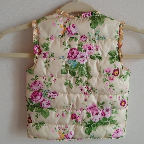 Bailey's Blossoms Floral Puffer Vest Roses Ruffles Toddler/Small - Picture 3 of 8